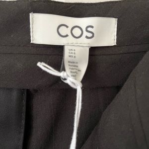 COS Wide-Leg Tailored Wool Pants, Black, Size 6